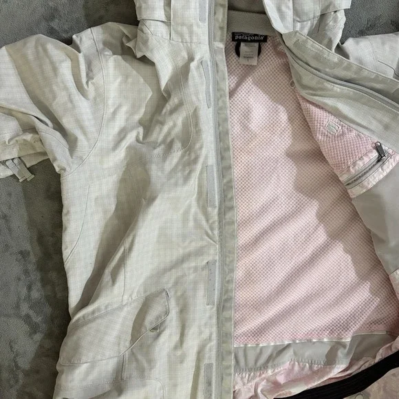 Patagonia Sidewall H2NO Full Zip Jacket Women's L Gray Pink Hooded‎ 51884 - Picture 7 of 7